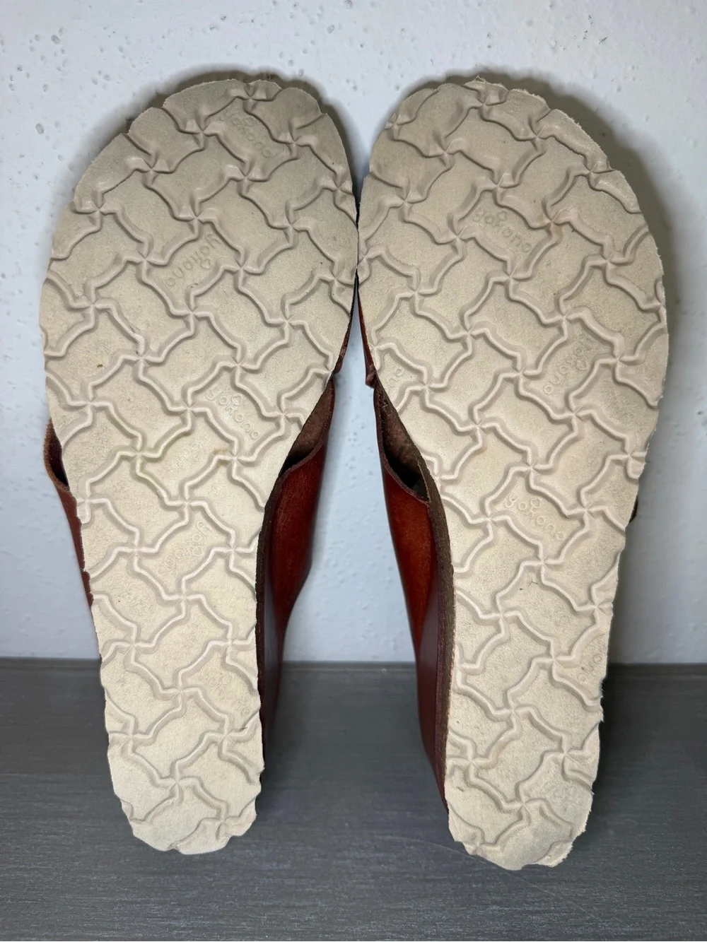Yokono Spain Brown Leather Platform Slide Sandals Sz. 8 Minimalist Boho
